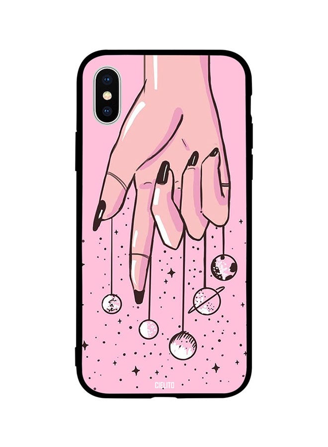 Skin Case Cover -for Apple iPhone X Pink Planets on Fingers to Control Pink Planets on Fingers to Control