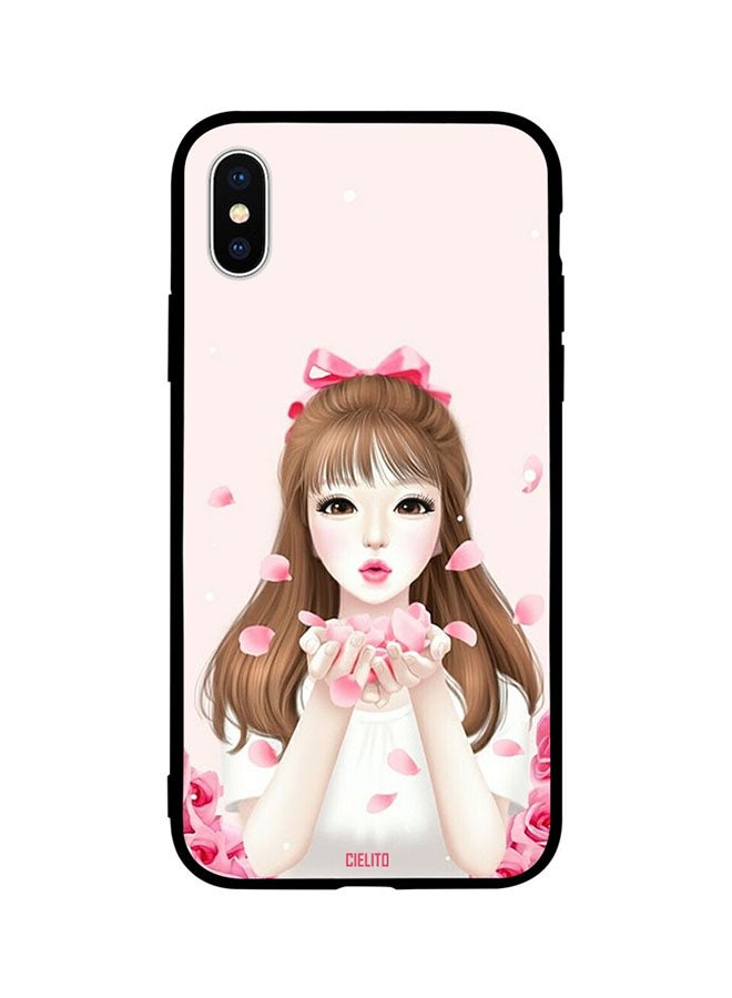 Skin Case Cover -for Apple iPhone X Girl Blowing Flowers from Hand Girl Blowing Flowers from Hand