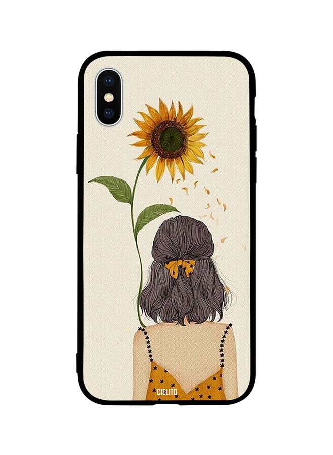 CIELITO Skin Case Cover -for Apple iPhone X Girl Looking at Sunflower Girl Looking at Sunflower