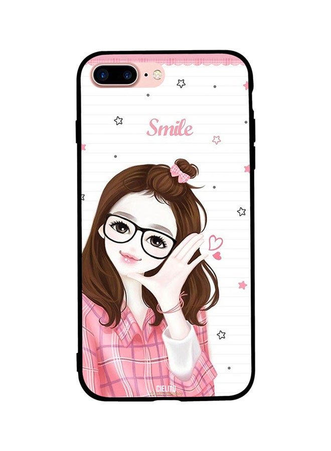 RUSSO Protective Case Cover For Apple iPhone 7 Plus Girl Smile Pink Shirt