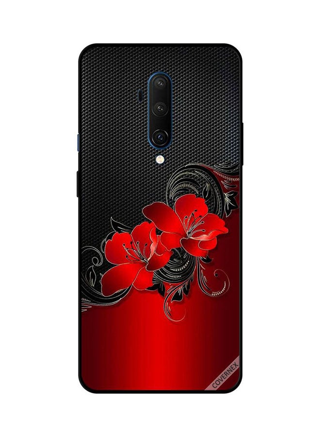 غطاء حماية واق لهاتف ون بلس 7T برو بتصميم زهور حمراء