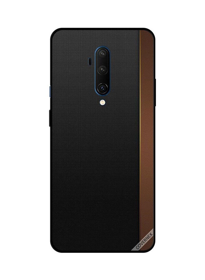 غطاء حماية واق لهاتف ون بلس 7T برو نمط جلد بالبني والأسود