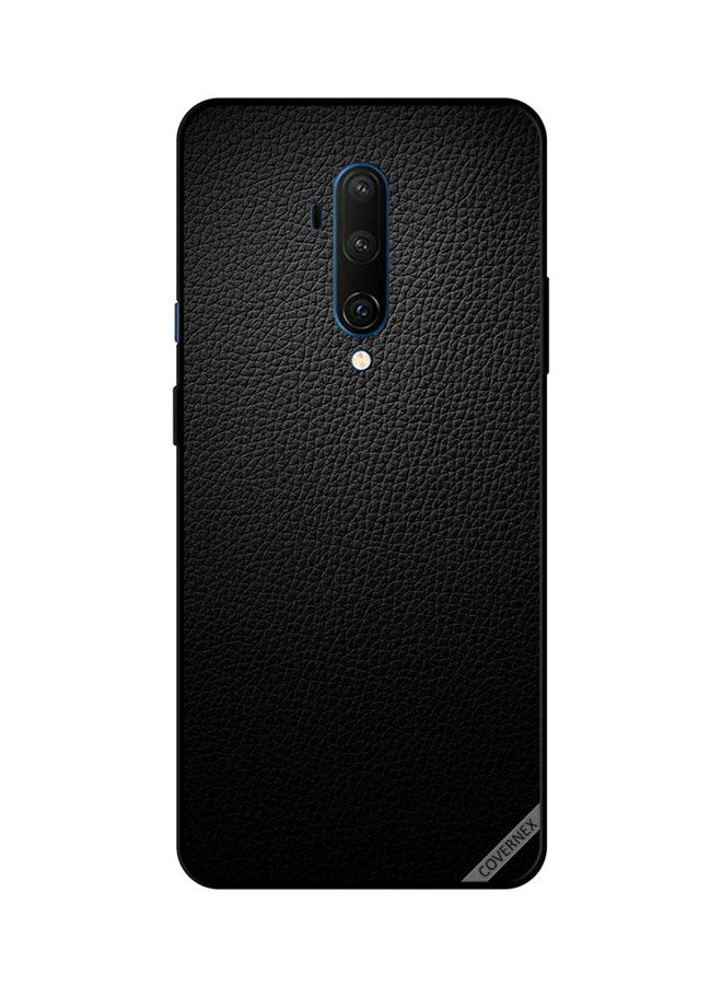 غطاء حماية واق لهاتف ون بلس 7T برو بنمط جلد بلون أسود داكن