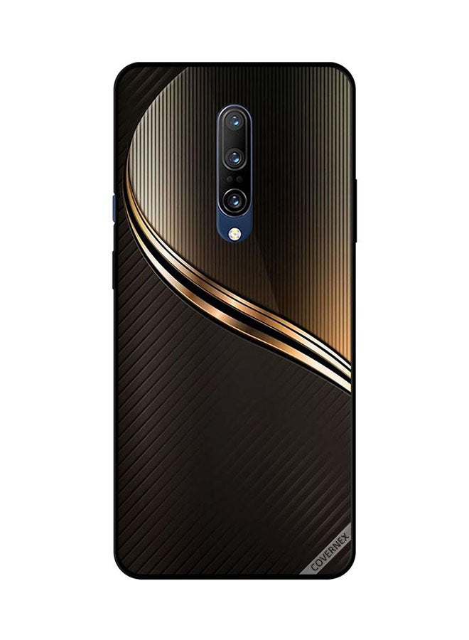 غطاء حماية واقٍ لهاتف ون بلس 7 برو تصميم معدن داكن وذهبي