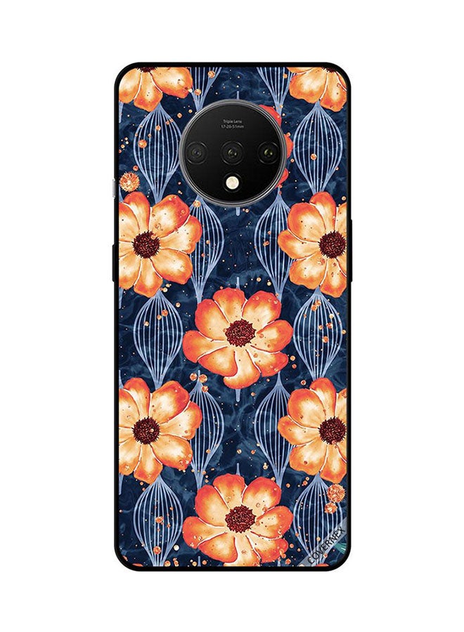 Covernex Protective Case Cover For OnePlus 7T Dark Orange Painted Flowers
