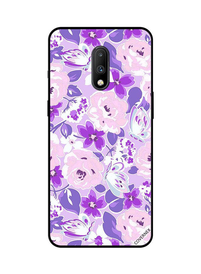 Covernex Protective Case Cover For OnePlus 7 Purple & Pink Floral & Butterflies