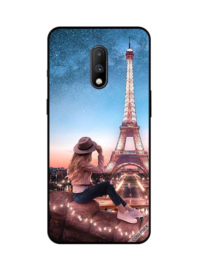 Covernex Protective Case Cover For OnePlus 7 Brown Hat Girl & Effiel Tower