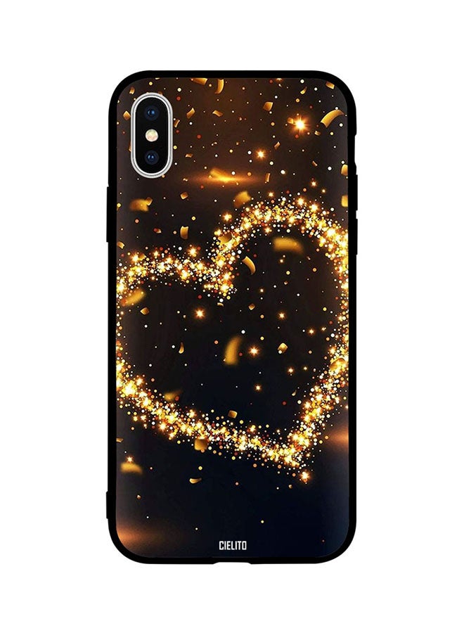 CIELITO Protective Case Cover For Apple iPhone XS Sparkling Golden Heart