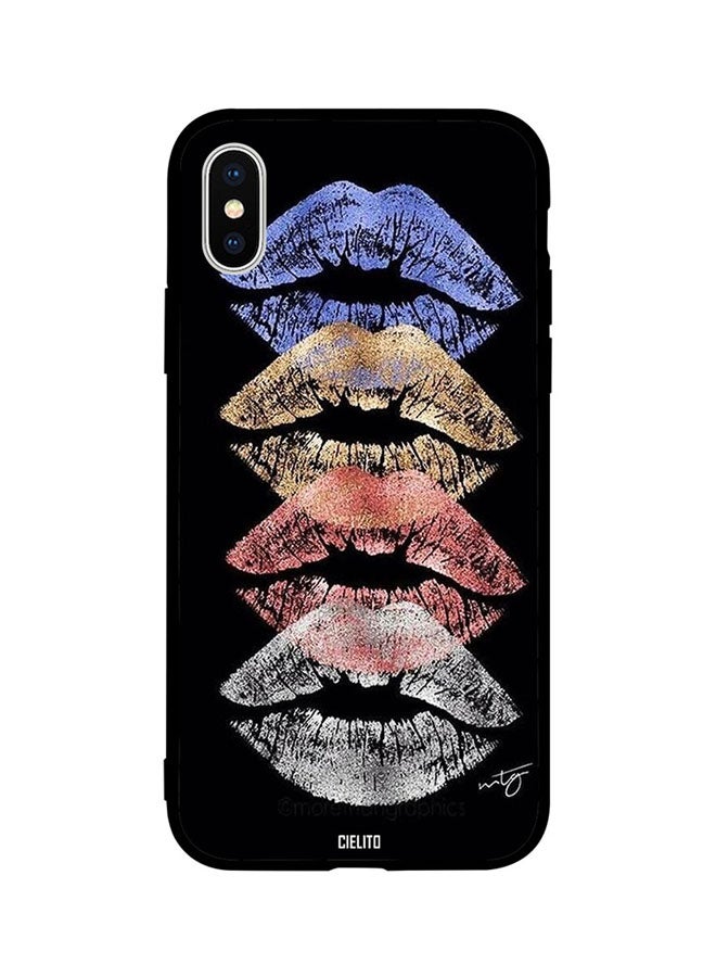 CIELITO Protective Case Cover For Apple iPhone XS Girls Lips On Black Background