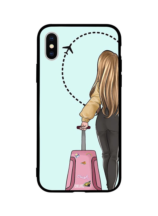 CIELITO Protective Case Cover For Apple iPhone XS Girl Travels Around The World