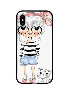 Protective Case Cover For Apple iPhone XS Cute Girl Cartoon With Cat