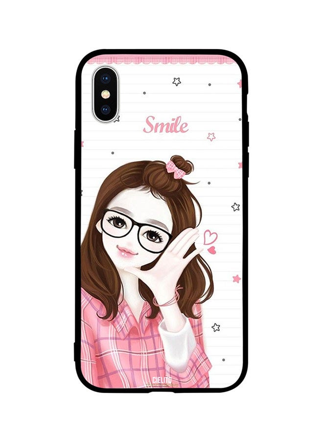CIELITO Protective Case Cover For Apple iPhone XS Girl Smile Pink Shirt