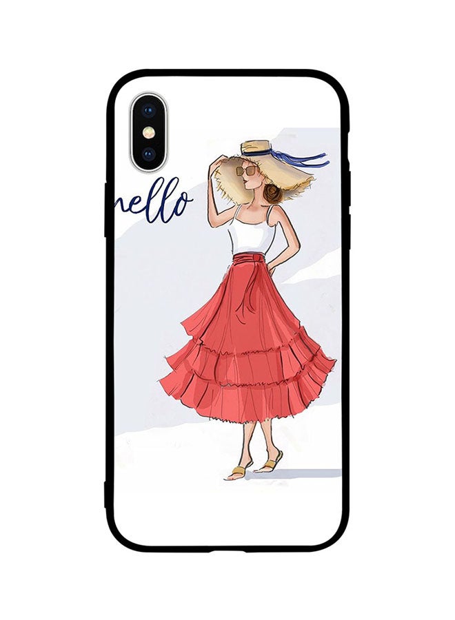 سيليتو غطاء حماية واقٍ لهاتف أبل آيفون XS مطبوع عليه تصميم فتاة في إجازة وكلمة "Hello"