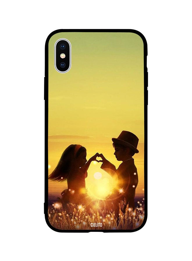 CIELITO Protective Case Cover For Apple iPhone XS Cute Girl Boy Makes A Heart