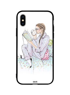 Protective Case Cover For Apple iPhone XS Girl On Bed Reading And Having Coffee