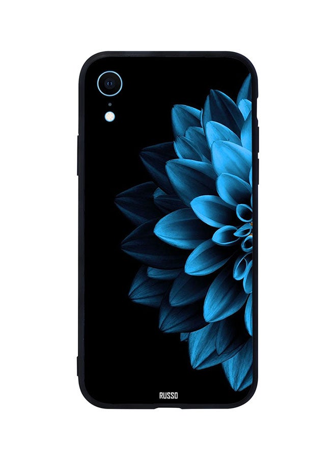 CIELITO Skin Case Cover -for Apple iPhone XR Blue Half Leaf Black Background Blue Half Leaf Black Background