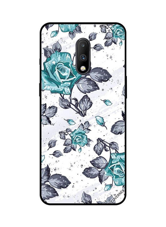 Covernex Protective Case Cover For OnePlus 7 Green Flower Black Leaves Art Paint