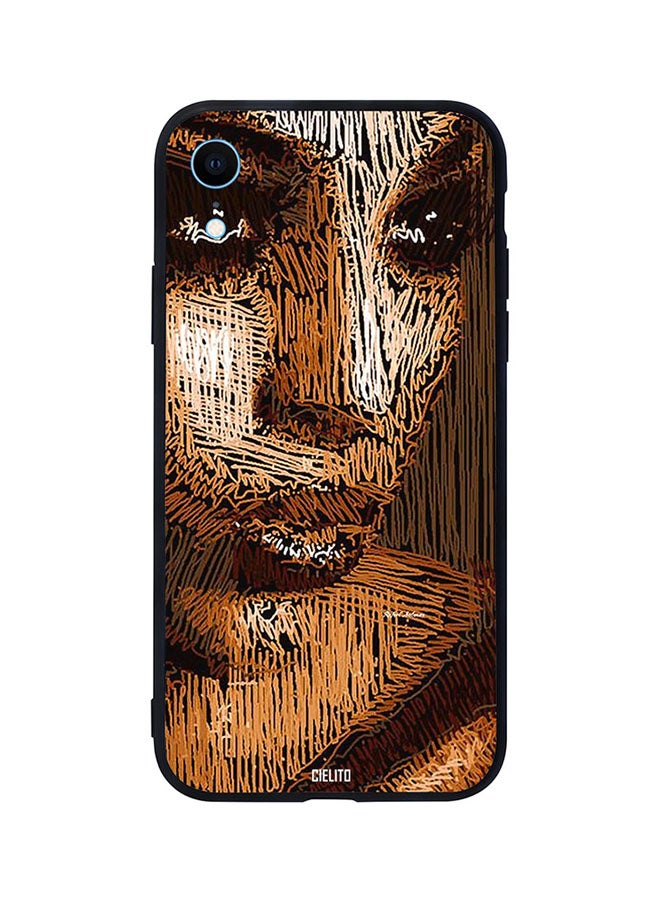 CIELITO Skin Case Cover -for Apple iPhone XR Girl Portrait With Gold Lines Girl Portrait With Gold Lines