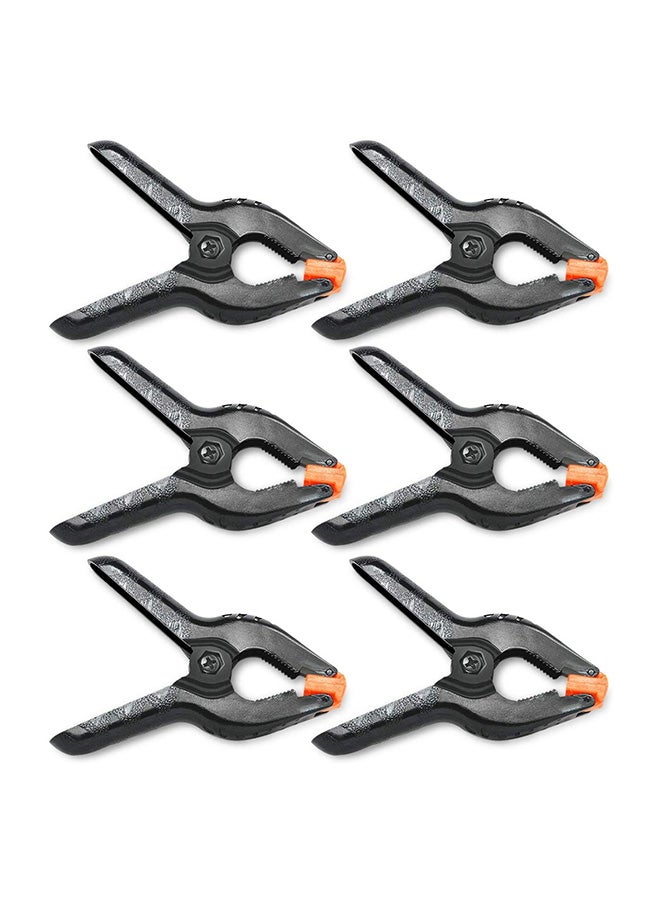 6-Piece Spring Clamp Clip Set Black/Orange  - Image 1