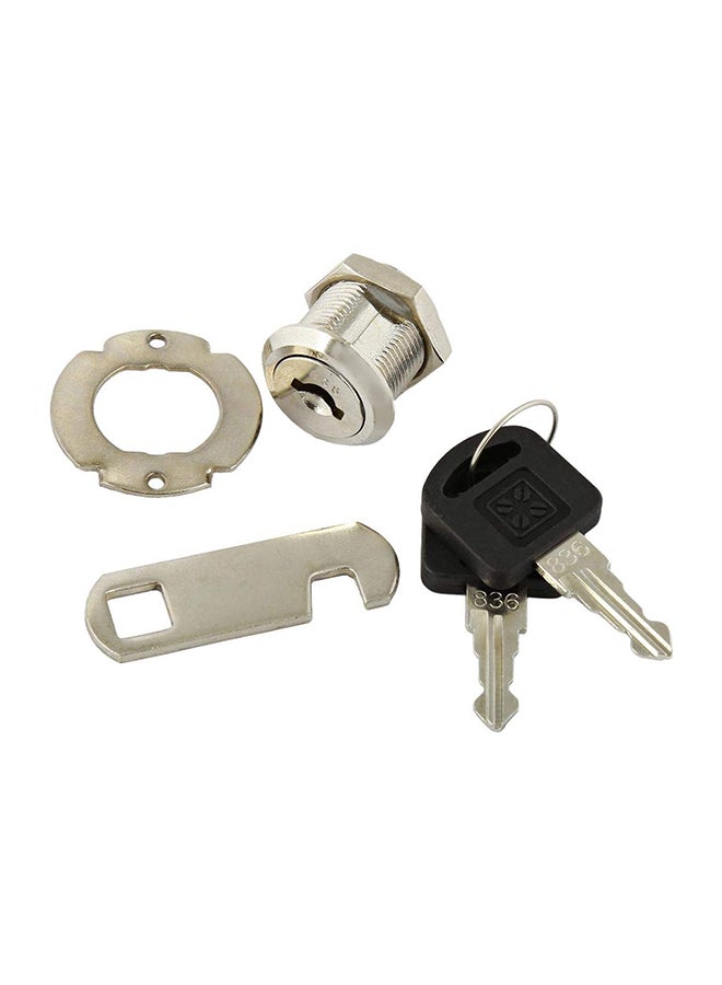 Chrome Plated Cupboard Lock Kit Black/Silver 20mm