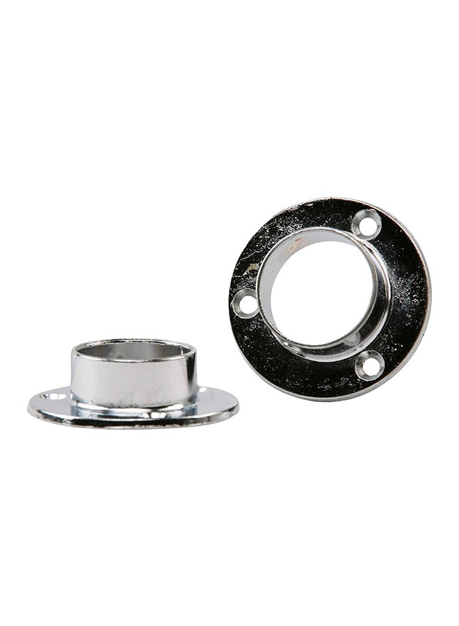 Mkats 2-Piece Extension Rod Flange Shelf Bracket Silver 1inch