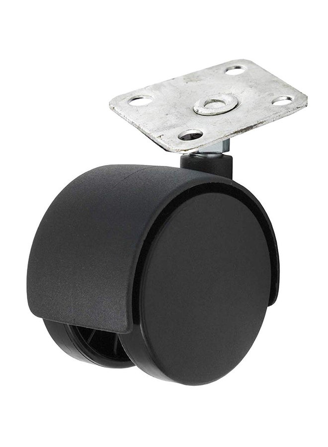 Twin Plastic Caster Wheel Black/Silver 1.5inch - Image 1