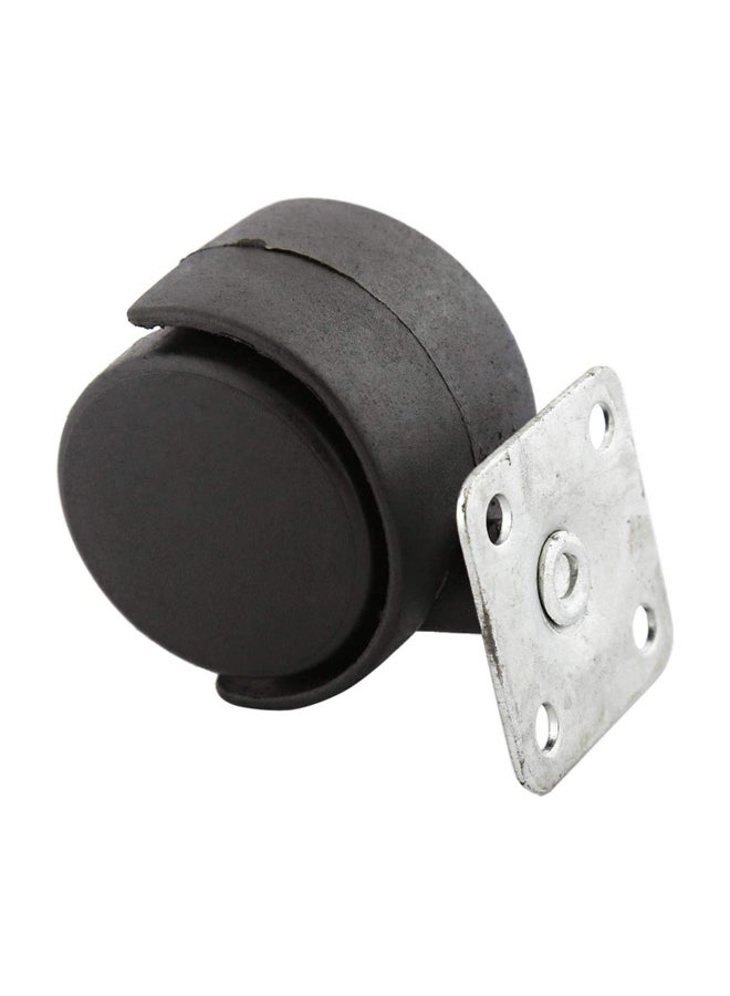 Twin Plastic Caster Wheel Black/Silver 1.5inch - Image 2