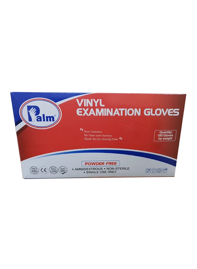 Palm 100-Piece Disposable Vinyl Powder Free Gloves Clear Medium - Image 1