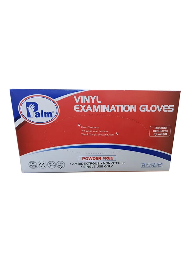 Palm 100-Piece Disposable Vinyl Powder Free Gloves Clear Small - Image 1