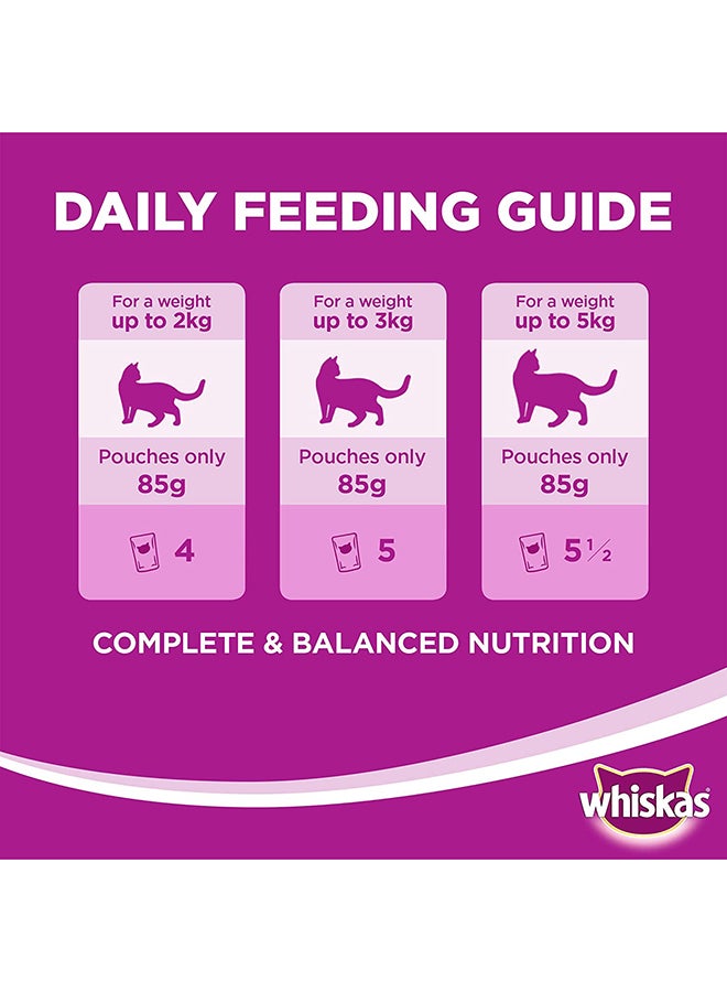 Chicken Shrimp And Snapper Wet Cat Food Pouch 85g Pack of 12 Multicolour 85grams