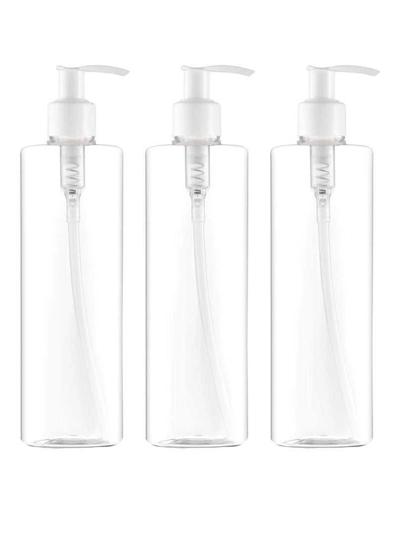 3-Piece Refillable Bottle With Pump Set Clear/White