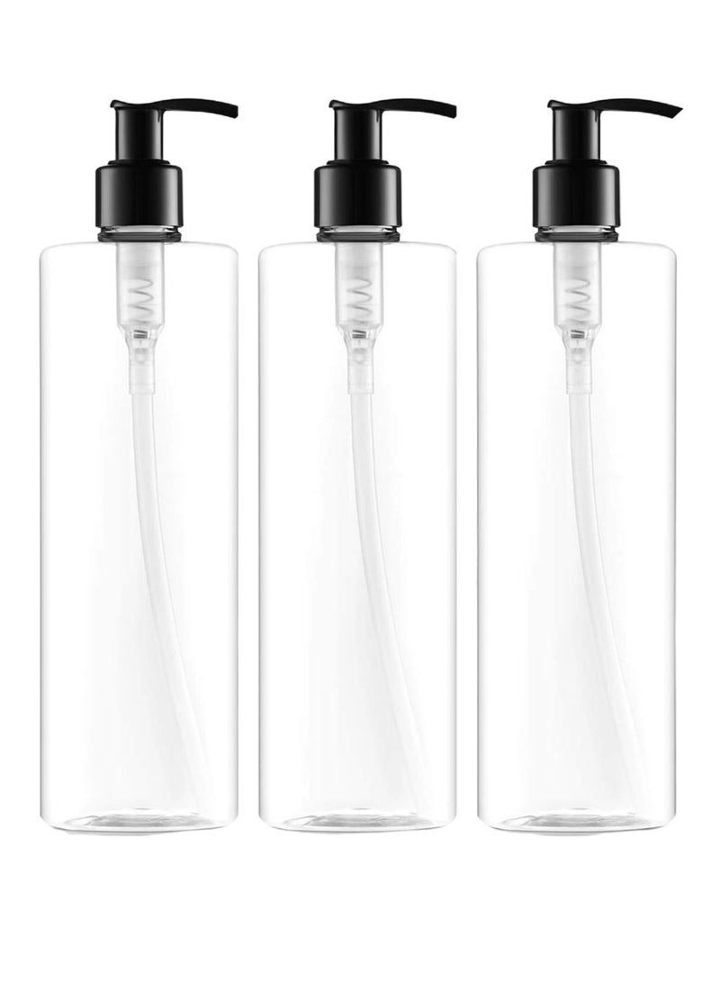 3-Piece Refillable Bottle With Pump Set Clear/Black