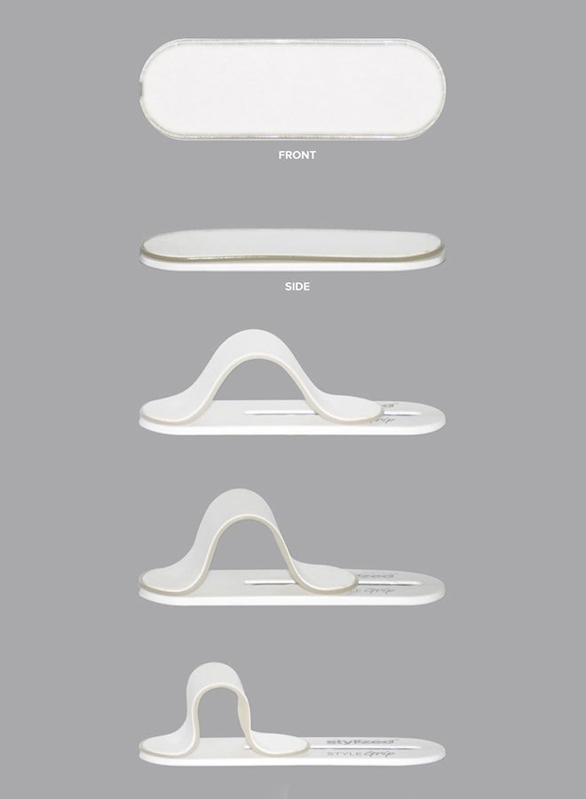 Stylizedd 3-In-1 Universal Mobile Phone Grip Holder Marble Texture White - Image 4