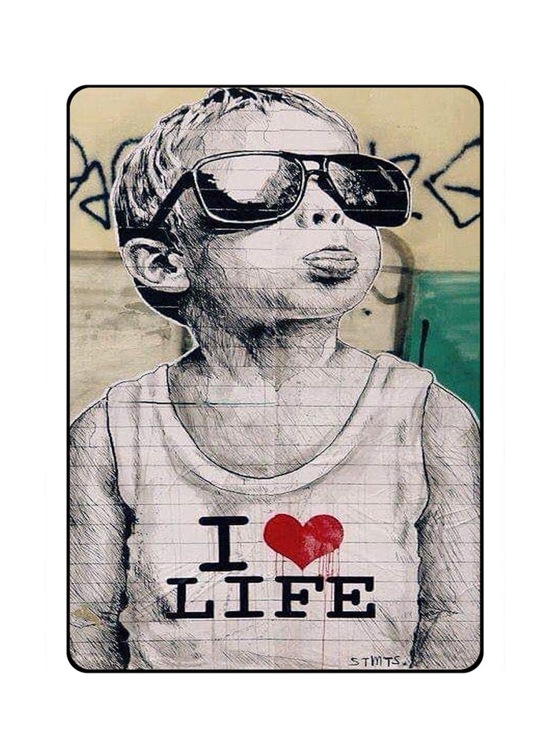 غطاء حماية واقي لجهاز أبل آي باد إير من الجيل الثالث تصميم مطبوع عليه عبارة "I Love Life"