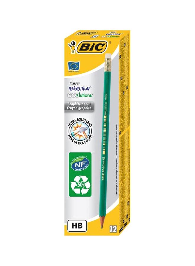 Bic 12-Piece Evolution Ecolutions HB Pencil With Eraser Set Green  - Image 2