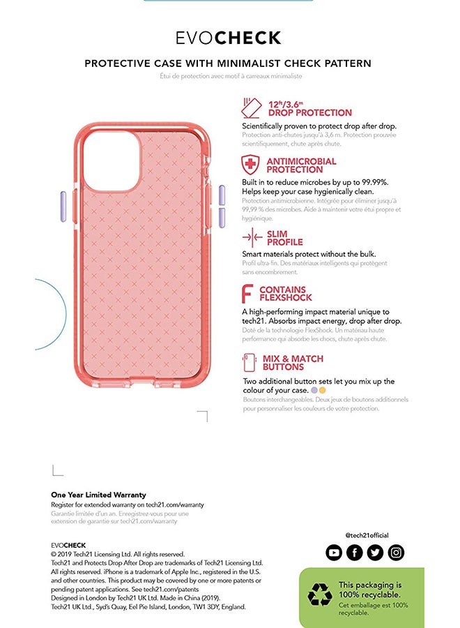tech21 - Evo Check for iPhone 11 PRO Case Cover Coral - Image 1