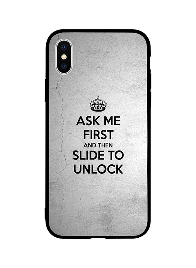 غطاء حماية واق لهاتف أبل آيفون XS ماكس بطبعة عبارة "Ask Me First"