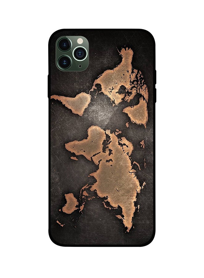 Protective Case Cover For Apple iPhone 11 Pro World Map Gold