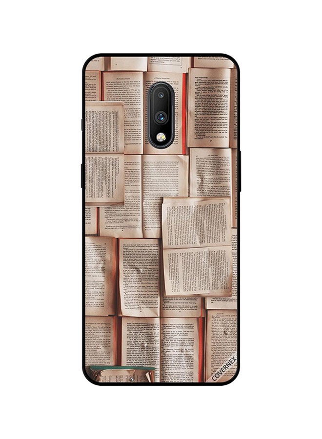 Protective Case Cover For OnePlus 7 Book Pages Pattern