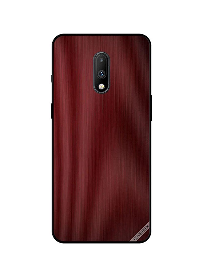 Protective Case Cover For OnePlus 7 Dark Red Line Shades Pattern