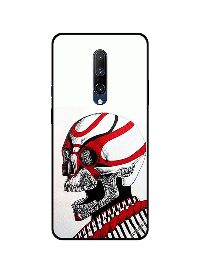 Protective Case Cover For OnePlus 7 Pro Red & White Skull