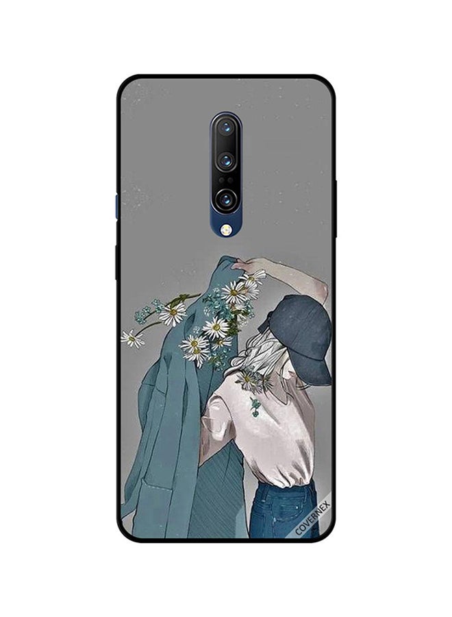 غطاء حماية واقٍ لهاتف ون بلس 7 برو فتاة ترتدي قبعة ومعطف مزين بالزهور