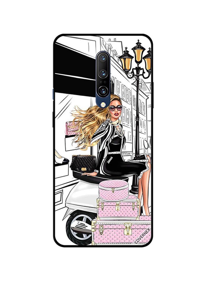 كوفرنيكس غطاء حماية واقٍ لهاتف ون بلس 7 برو بطبعة فتاة تجلس على سكوتر للذهاب