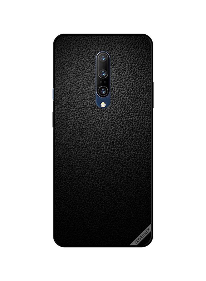 Protective Case Cover For OnePlus 7 Pro Dark Black Leather Pattern