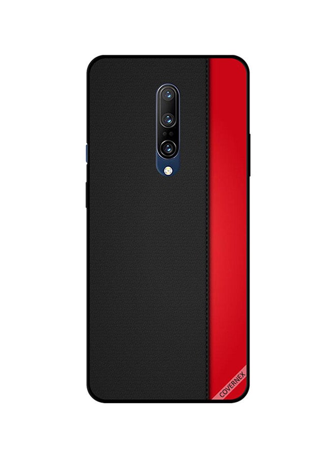 Covernex Protective Case Cover For OnePlus 7 Pro Plain Red & Black Leather Pattern