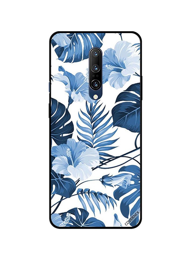 Covernex Protective Case Cover For OnePlus 7 Pro Dark Blue Leaves & Feathers