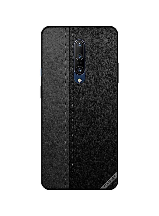 Protective Case Cover For OnePlus 7 Pro Black Leather Pattern Copy