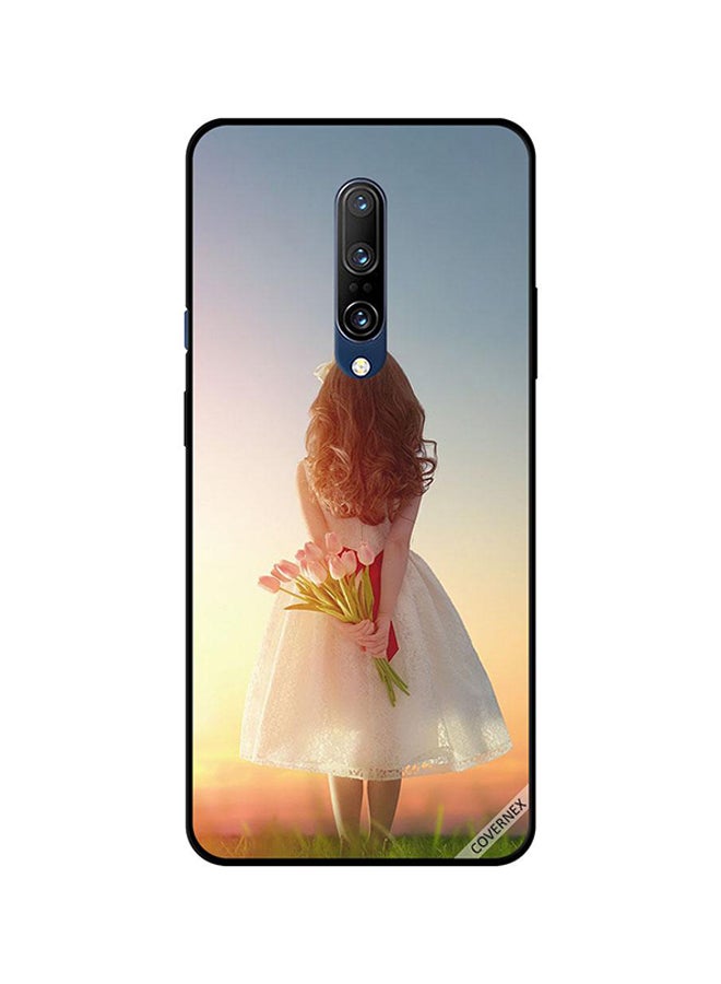 Protective Case Cover For OnePlus 7 Pro Standing Girl Hidding Flowers