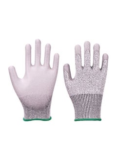 2-Piece PU Coated Gloves Set Grey/Green XL
