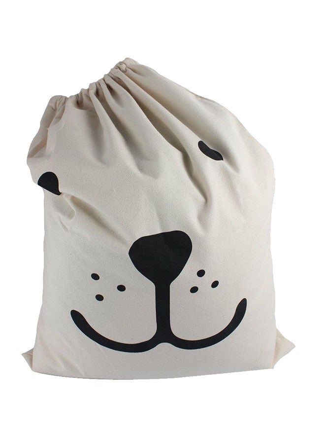 Foldable Cartoon Fabric Laundry Storage Bag Beige/Black 15.75 x 19.69inch 